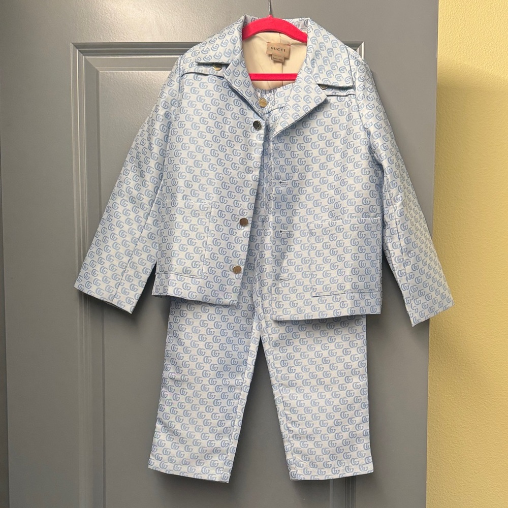 Gucci Light Blue Patterned Kids Pajama Set